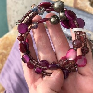 Red Beaded wire bracelet